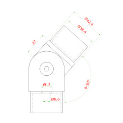 Spojka s kĺbom na trubku ø 42,4 mm, M8, brúsená AISI 304 Spojka s kĺbom na trubku ø 42,4 mm, M8, brúsená AISI 304